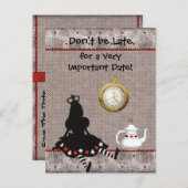 Alice in Wonderland Save the Date Baby shower Aankondigingskaart (Voorkant / Achterkant)