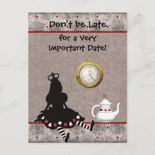 Alice in Wonderland Save the Date Baby shower Aankondigingskaart (Voorkant)