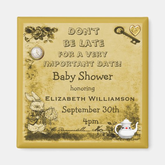 Alice in Wonderland Save The Date Baby shower Magneet (Voorkant)