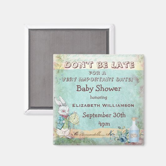 Alice in Wonderland Save The Date Baby shower Magneet (Voorkant / Achterkant)