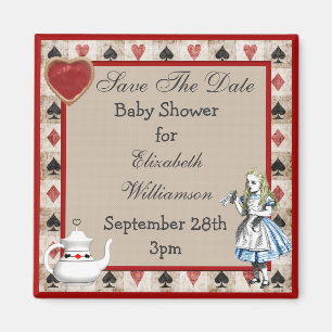 Alice in Wonderland Save The Date Baby shower Magneet