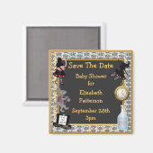Alice in Wonderland Save The Date Baby shower Magneet (Voorkant / Achterkant)