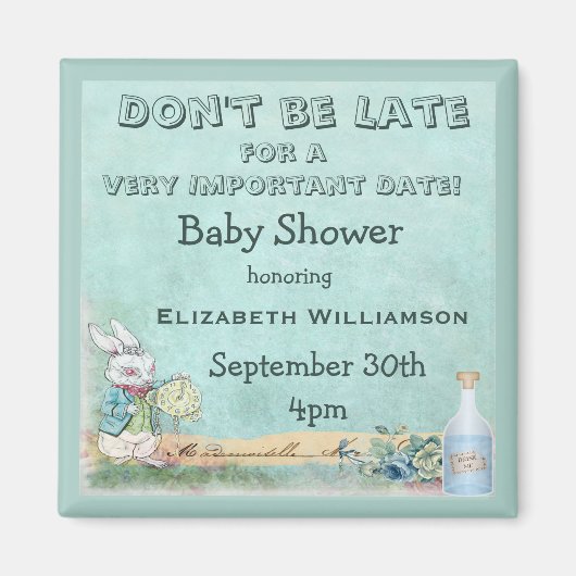Alice in Wonderland Save The Date Baby shower Magneet (Voorkant)