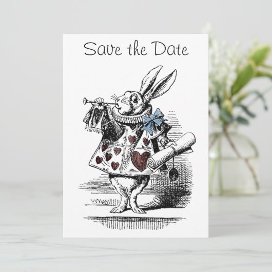Alice in Wonderland Save the Date Invitation Kaart (Staand voorkant)