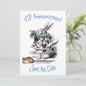Alice in Wonderland Save the Date Invitation Kaart (Staand voorkant)