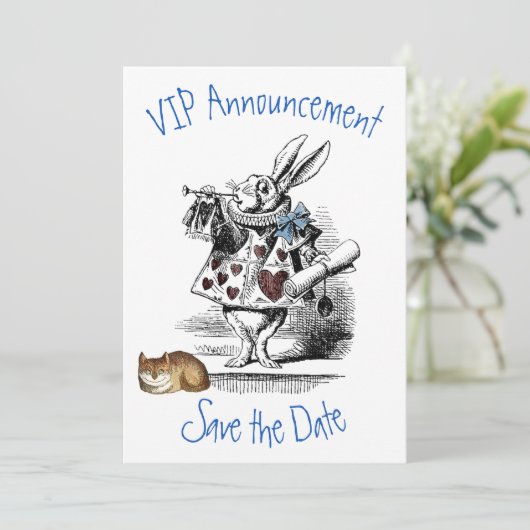 Alice in Wonderland Save the Date Invitation Kaart (Staand voorkant)