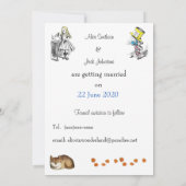 Alice in Wonderland Save the Date Invitation Kaart (Achterkant)