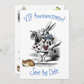 Alice in Wonderland Save the Date Invitation Kaart (Voorkant / Achterkant)