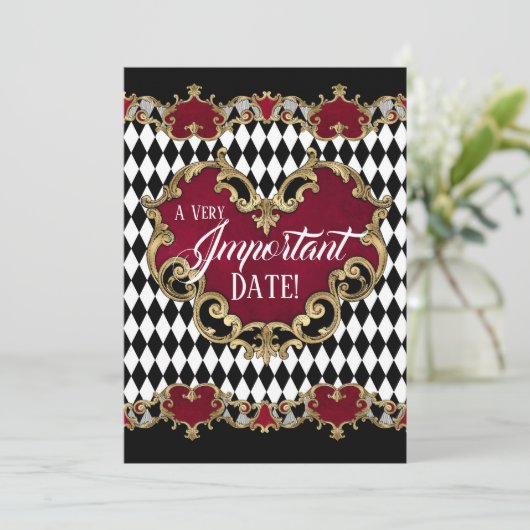 Alice in Wonderland Save the Date Kaart (Staand voorkant)