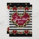 Alice in Wonderland Save the Date Kaart (Voorkant / Achterkant)