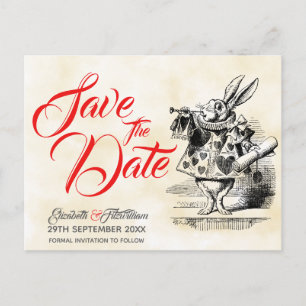 Alice in Wonderland Save the Date Postcard Briefkaart