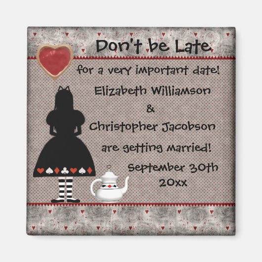 Alice in Wonderland Save the Date Trouwmagneten Magneet (Voorkant)