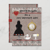 Alice in Wonderland Save the Date Wedding Briefkaa Aankondigingskaart (Voorkant / Achterkant)
