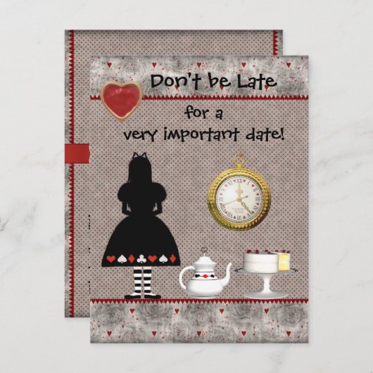 Alice in Wonderland Save the Date Wedding Briefkaa Aankondigingskaart (Voorkant / Achterkant)