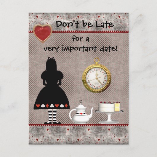 Alice in Wonderland Save the Date Wedding Briefkaa Aankondigingskaart (Voorkant)