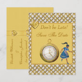 Alice in Wonderland Save the Date Wedding Briefkaa Aankondigingskaart (Voorkant / Achterkant)