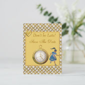 Alice in Wonderland Save the Date Wedding Briefkaa Aankondigingskaart (Staand voorkant)
