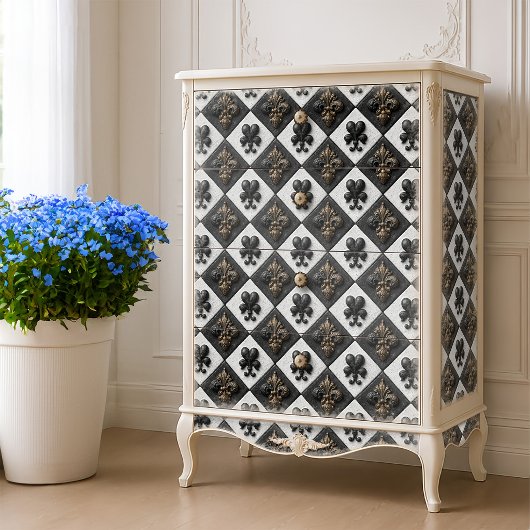 Alice in Wonderland Schachbrett Fleur de Lis Tissuepapier