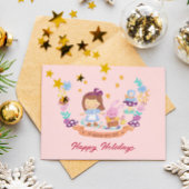 Alice in Wonderland schattig waterverf roze foto Feestdagenkaart