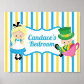 Alice in Wonderland Schattigee gepersonaliseerde K Poster (Voorkant)