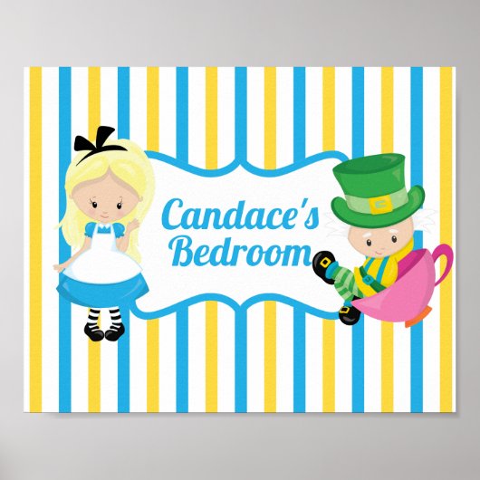 Alice in Wonderland Schattigee gepersonaliseerde K Poster (Voorkant)