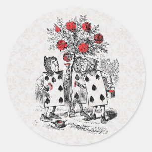 Alice in Wonderland Schilderen van de Rozen Rode S Ronde Sticker