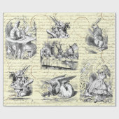 Alice in Wonderland  Script Beige Cadeaupapier (Vlak)