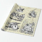 Alice in Wonderland  Script Beige Cadeaupapier (Uitgerold)
