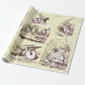Alice in Wonderland  Script Beige Cadeaupapier (Uitgerold)