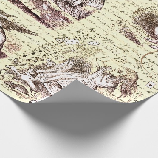 Alice in Wonderland Script Beige Cadeaupapier (Hoek)