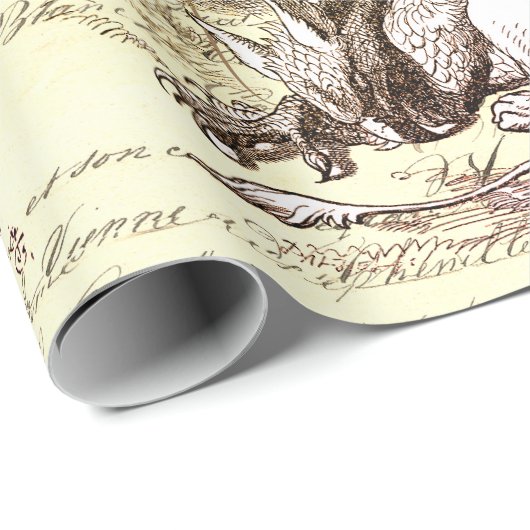 Alice in Wonderland  Script Beige Cadeaupapier (Rol Hoek)