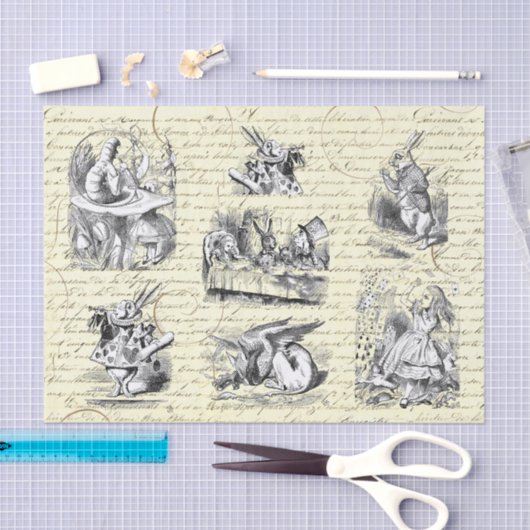 Alice in Wonderland  Script Beige Tissuepapier (Craft)