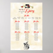 Alice in Wonderland Seating Chart met Top Table Poster (Voorkant)