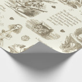 Alice in Wonderland Sepia Beige Toile Quotes Cadeaupapier (Hoek)