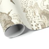 Alice in Wonderland Sepia Beige Toile Quotes Cadeaupapier (Rol Hoek)