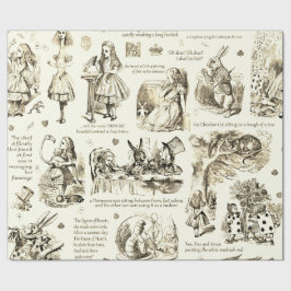 Alice in Wonderland Sepia Beige Toile Quotes Cadeaupapier