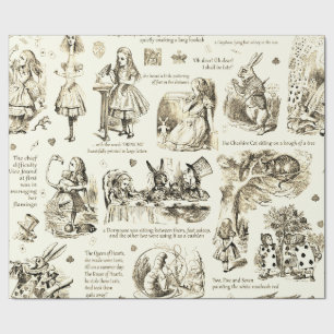Alice in Wonderland Sepia Beige Toile Quotes Cadeaupapier