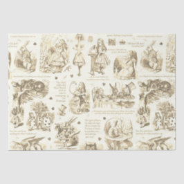 Alice in Wonderland Sepia Beige Toile Quotes Tissuepapier