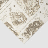 Alice in Wonderland Sepia Beige Toile Quotes Tissuepapier (Detail)