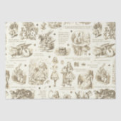 Alice in Wonderland Sepia Beige Toile Quotes Tissuepapier (Voorkant)