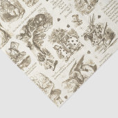 Alice in Wonderland Sepia Beige Toile Quotes Tissuepapier (Detail)