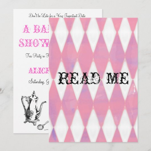 Alice in Wonderland Shower Invitation Kaart (Voorkant / Achterkant)