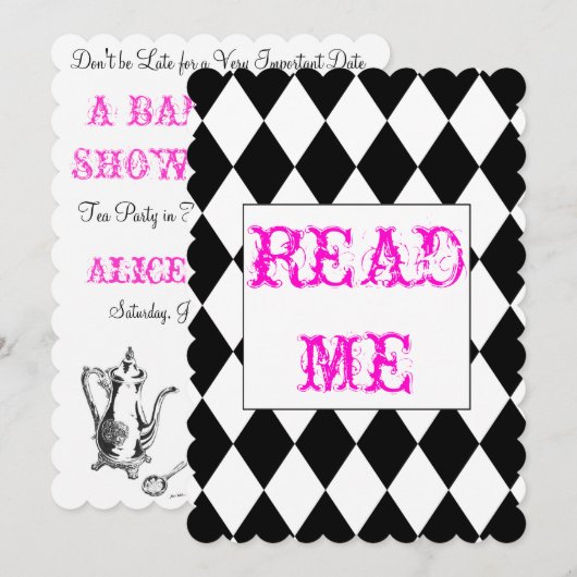 Alice in Wonderland Shower Invitation Kaart (Voorkant / Achterkant)