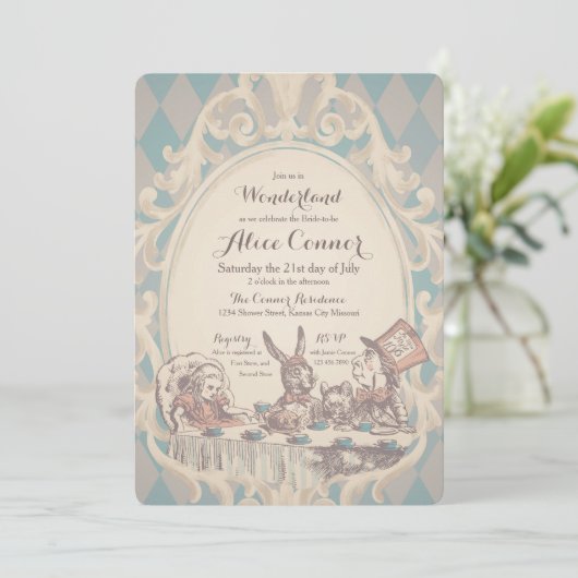  Alice in Wonderland Shower Invitations Kaart (Staand voorkant)