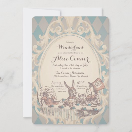Alice in Wonderland Shower Invitations Kaart (Voorkant)