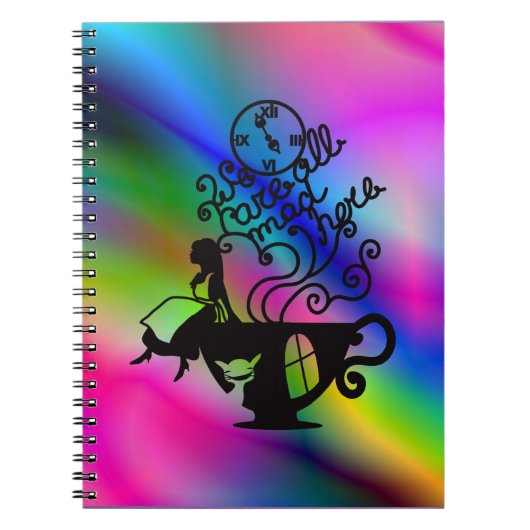 Alice in Wonderland. Silhouette-illustratie Notitieboek (Voorkant)