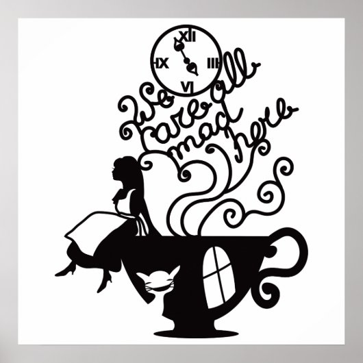 Alice in Wonderland. Silhouette-illustratie Poster (Voorkant)