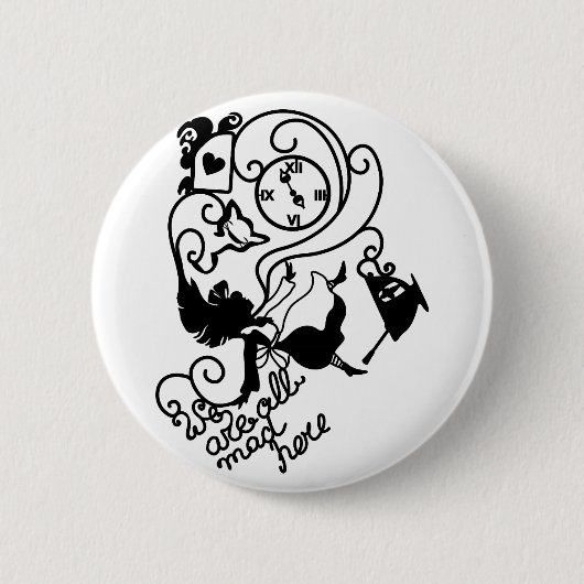 Alice in Wonderland. Silhouette-illustratie Ronde Button 5,7 Cm (Voorkant)