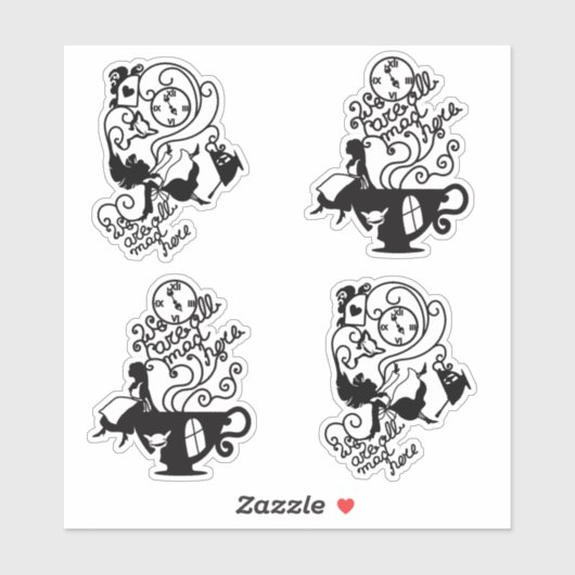 Alice in Wonderland. Silhouette-illustratie Sticker (Vel)
