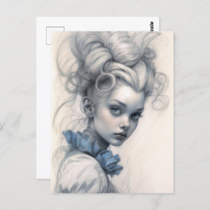 Alice in Wonderland, Sketch Art. Briefkaart